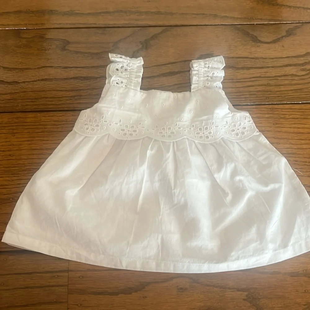 Janie And Jack Baby  Eyelet Cotton White Dress Size 6-12 Months